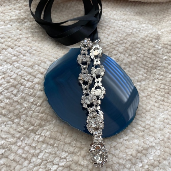 Beautiful Crystal Headpiece With Black Ribbon Tie main image 4